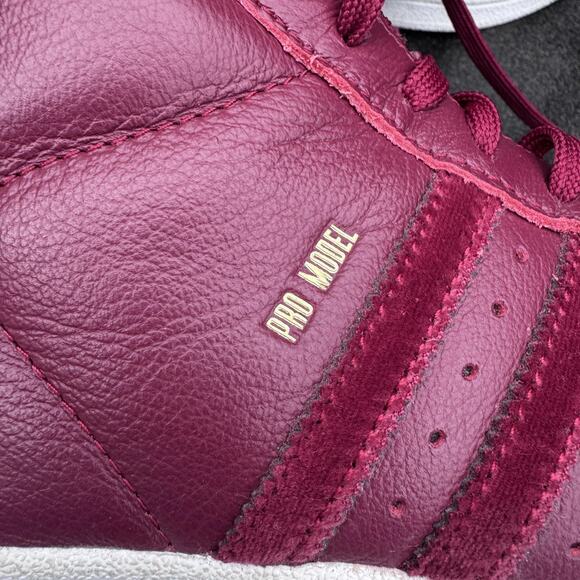 Adidas Pro Model Shell Toe Burgundy Velour Womens 6.5 Leather High Top AC7906 - Picture 3 of 12